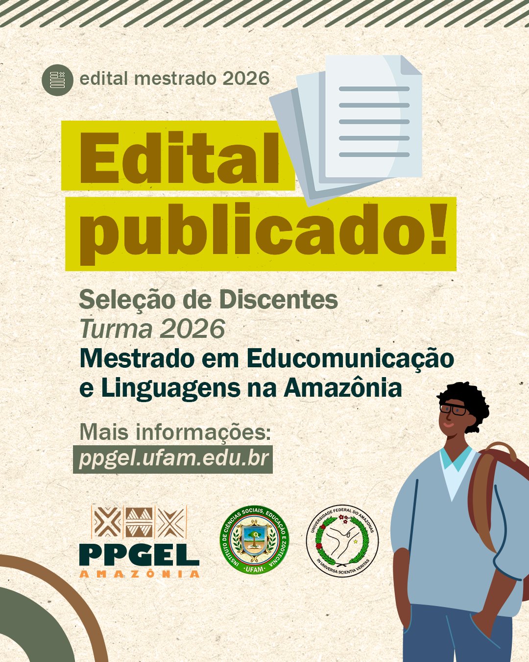 PPGEL-Amazônia divulga edital de seleção discente para a turma de 2026